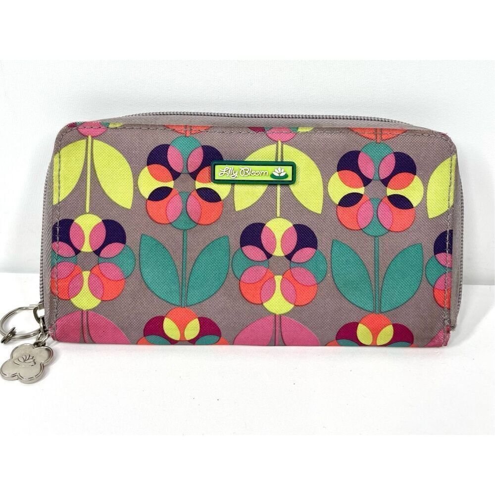 Lily Bloom Floral Flower Multicolored Zip Around Wallet Clutch